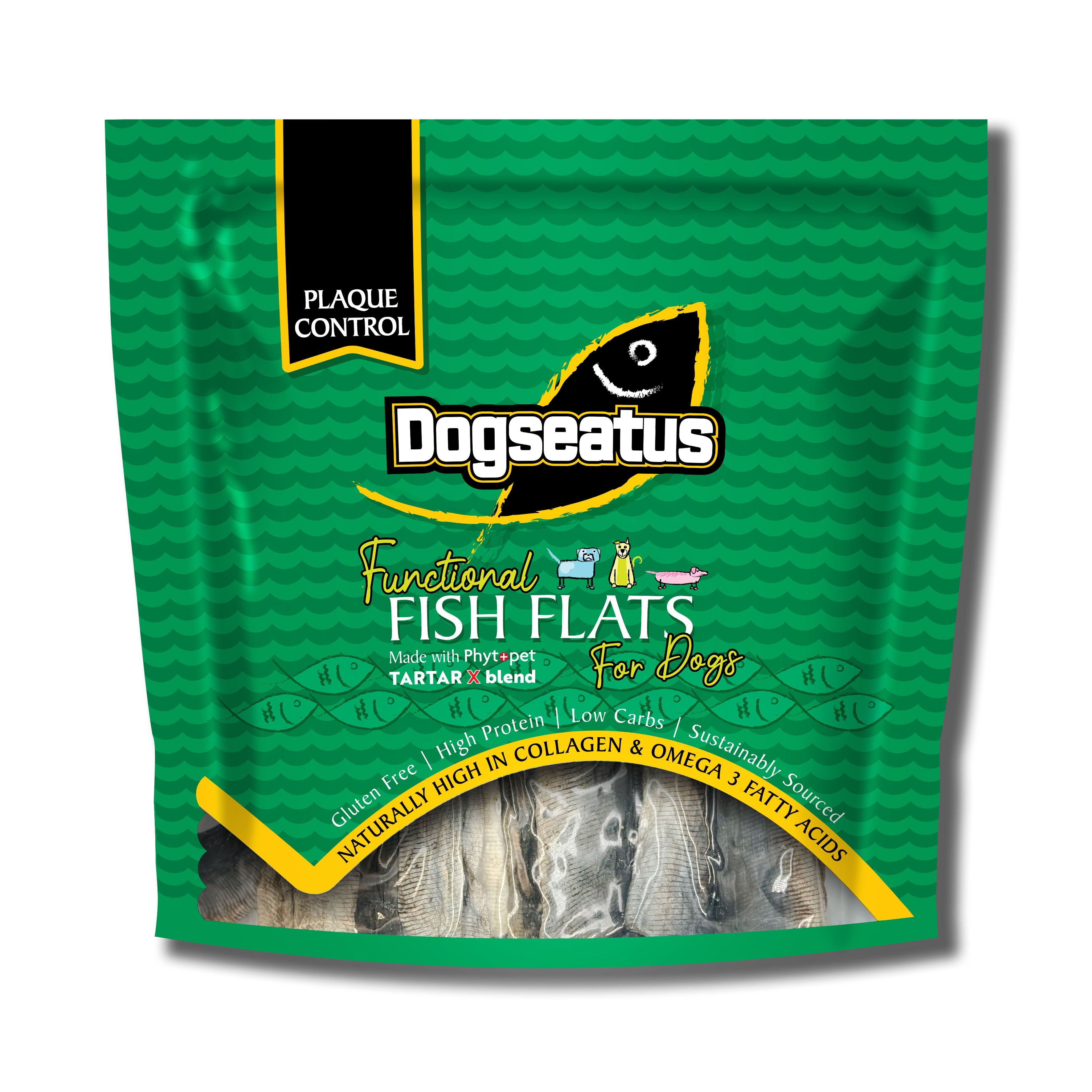 Pet Natural Dogeatus Fish Skin Treats - Teeth Cleaning Herb Mix Flats - 500g