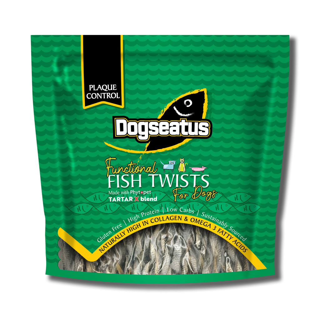 Pet Natural Dogeatus Fish Skin Treats - Teeth Cleaning Herb Mix Twists - 500g